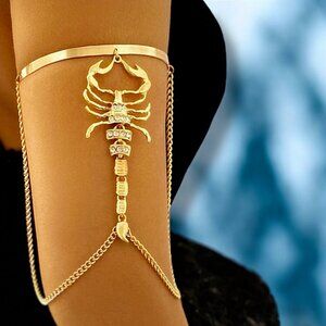 Gold Scorpion Crystal Arm Cuff Statement Upper Arm Bracelet Gothic Festival